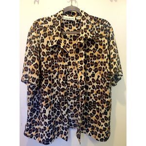 Vintage 90s Claudia Richard Leopard Cheetah Button Up Blouse